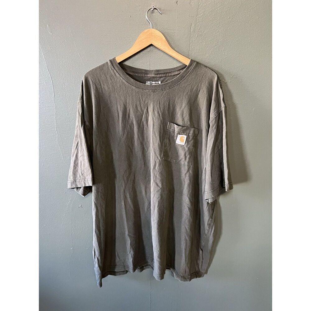 Carhartt Mens Green Short Sleeve Single Pocket T-shirt Size 2XL Loose Fit